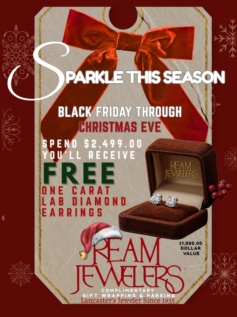 Sparkle This Season Holiday Promotion Banner featuring lab-diamond earrings